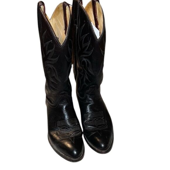 J. Chisholm Black Western Men Leather Boots Size 10 D - Picture 1 of 7